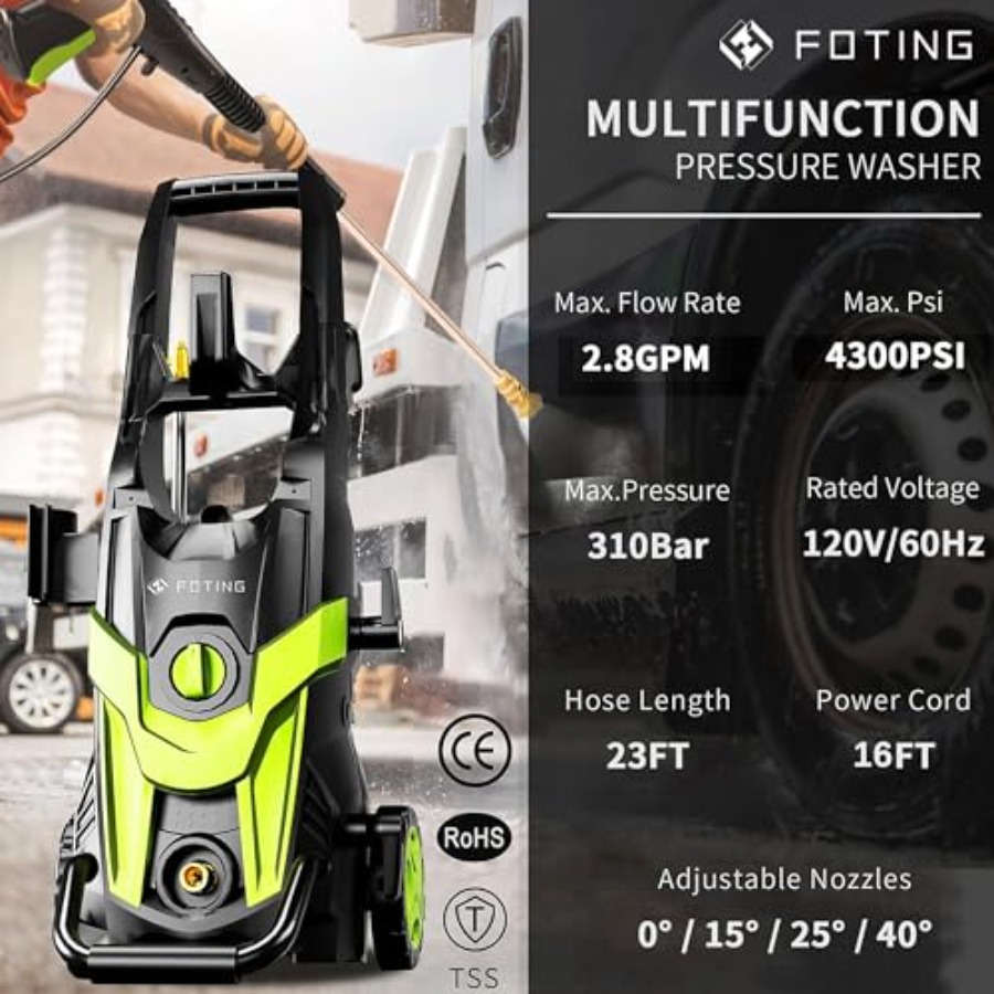 Power waher 4300PSI with 4 Qui - Foam Cannon Car Wash ulasan dan harga
